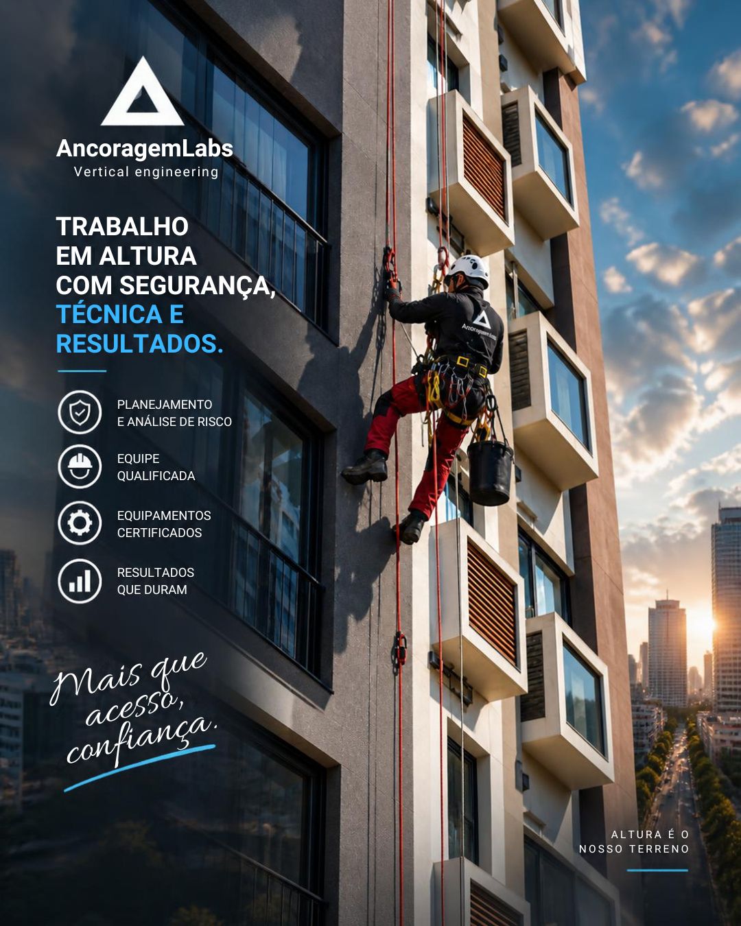 Arte ilustrativa de trabalhador em cordas na fachada de um prédio